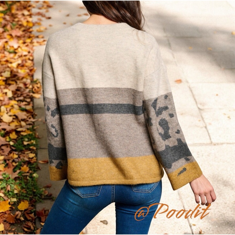 MYSTREE Color block fall sweater S M L - Picture 4 of 8